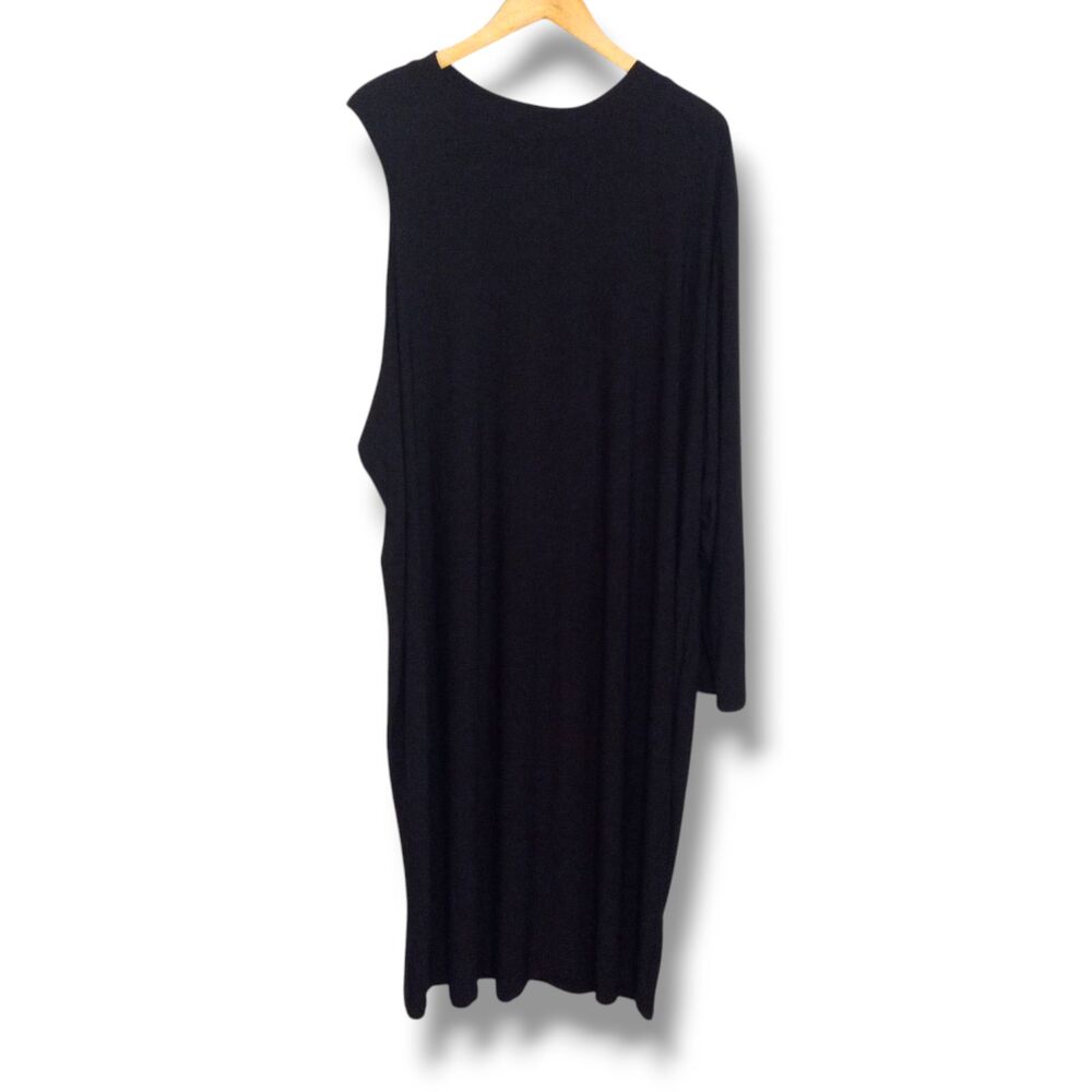 Ashley Stewart One Shoulder Midi Dress-Size 34/36-Black-Slinky-Classic-Party-NEW - Picture 2 of 9
